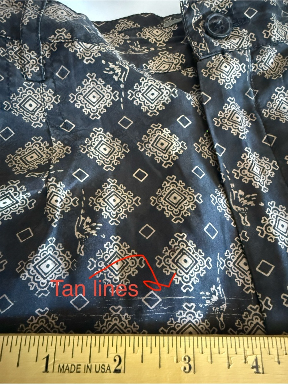 Vintage 90’s Robert Stock Black & Beige Geometric & Bird Design Silk Shorts - M - Picture 11 of 12